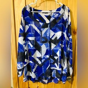 Alfani Woman approximately size 1X long-sleeved blouse with a sheer overlay